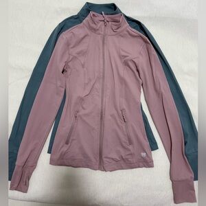 Forever 21 Athletic Zip-Up Jackets Mauve & Teal Fitted XS set of 2